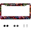 Personalise Colorful Floral Flowers License Plate Frame License Plate Frames Car Universal Stainless Steel Accessories Cars Decor With 2 Holes And