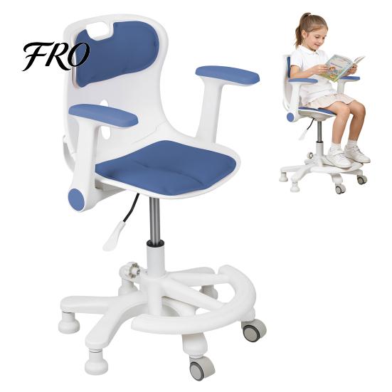 Student Desk Chair Kids Chair, Ergonomic Swivel Study with Armrest Footrest, Adjustable Seat Height Computer for Children Boys Girls Students