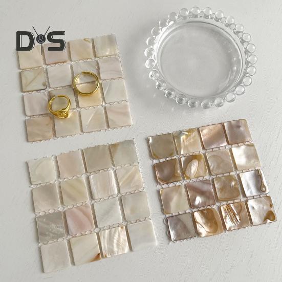 Natural Shell Square Coaster Mosaic Heat Insulation Home Decoration Placemats Photography Props Mats for Family Dining Table Coffee Shop