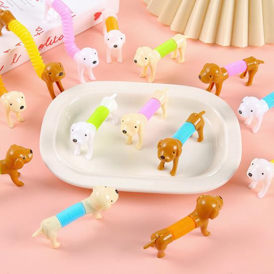 Yousheng 5/10/15/20Pcs Stress Relief Telescopic Tube Dachshund Toy Dog Flexible Tube Fidget Toy Twisting Stretch Sensory Tube Party