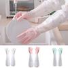 1 Pair Cleaning Gloves Lengthen Plush Liner Latex Kitchen Women Dishwashing Handcare Gloves Daily Use