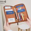 RFID Anti-Magnetic Passport & ID Zipper Wallet with Multi-Function Ticket Storage