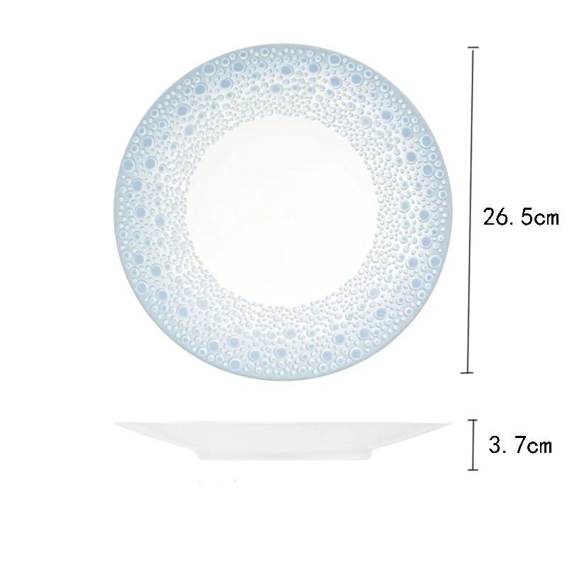 Керамическая тарелка в стиле ретро-дворца, креативная круглая тарелка для стейка, десерта, изысканные обеденные тарелки для отелей класса люкс, домашняя утварь