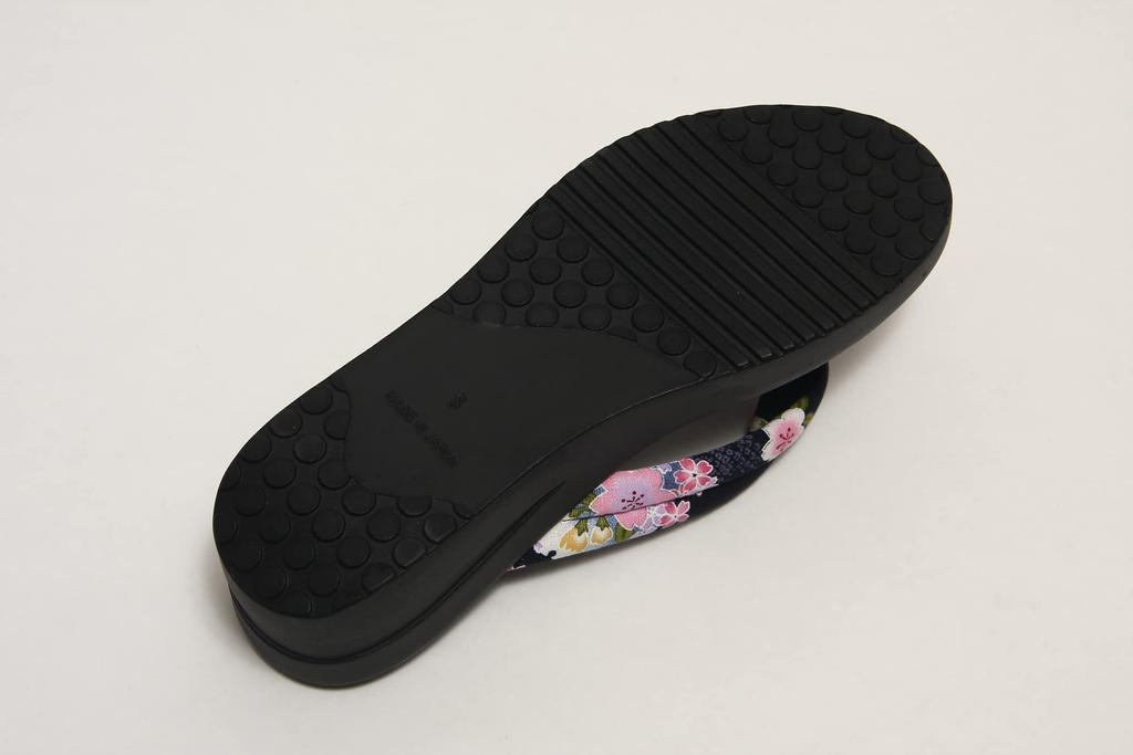 Hasegawa Japanese Pattern Sandals with Urethane Made in M Women's Soles, Japan, Navy/Size