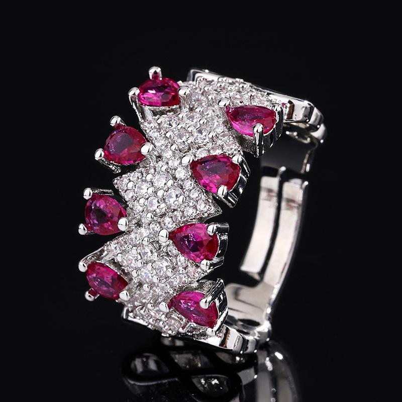 Ювелирное изделие Имитация натурального танзанита сапфира кольцо комплект с рубином драгоценный камень винтажное кольцо
