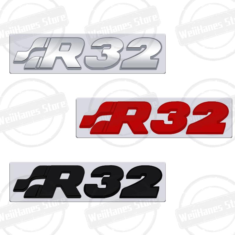 Metal 3D For R32 Letter Logo Golf 3 4 5 6 7 Polo GTD GTS TDI TSI MK3 MK4 MK5 MK6 Car Rear Trunk Body Sticker Accessories