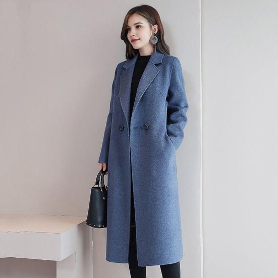 Женская куртка с отложным воротником и карманами, однотонное двубортное пальто свободного кроя, термобелье с длинными рукавами, для поездок на работу, свиданий, весна, осень, зима, пальто