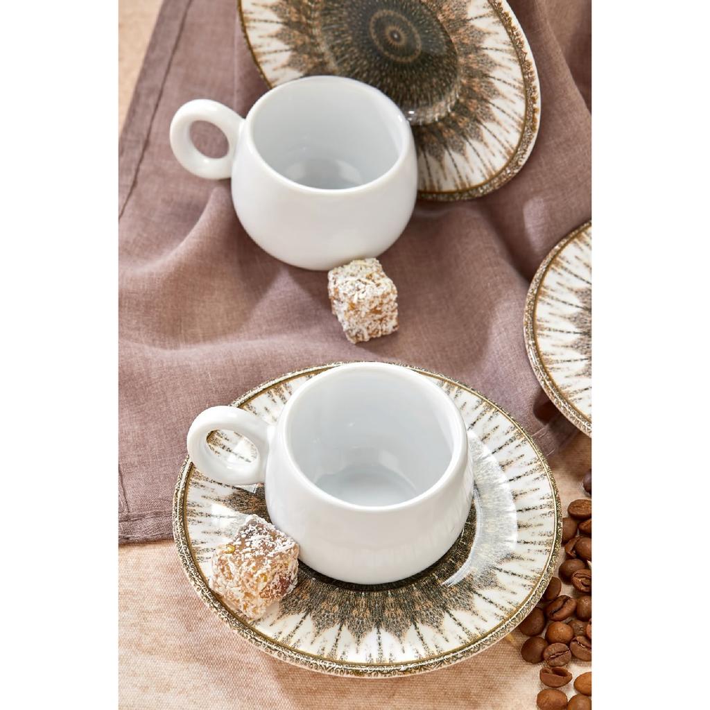 Набор кофейных чашек Polka Dot Lux из 12 предметов на 6 человек, набор белых чашек для турецкого кофе