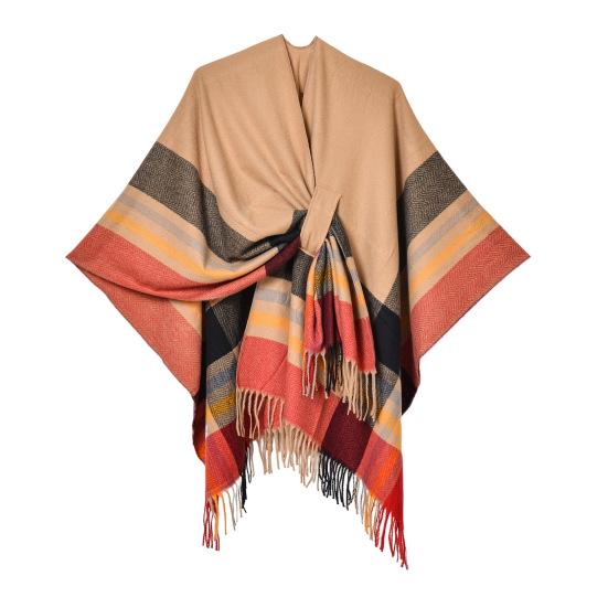 Шаль шарф с цветным полосатым принтом имитация кашемира накидка вечерняя одежда свадьба теплый зимний шарф