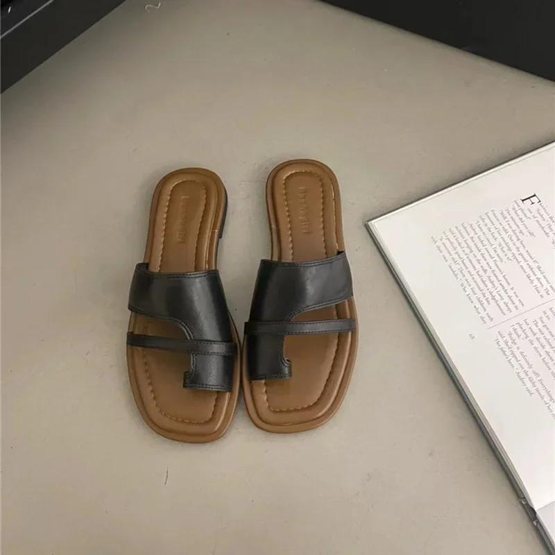 2024 Летние женские тапочки-гладиаторы, модные элегантные туфли на плоской подошве с застежкой-молнией, женские повседневные пляжные шлепанцы, сандалии