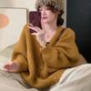 V-Neck Women's Oversize Cardigan Korean Fashion Long Sleeve Sweater Jacket Women Solid Single Breasted Chic Cardigans