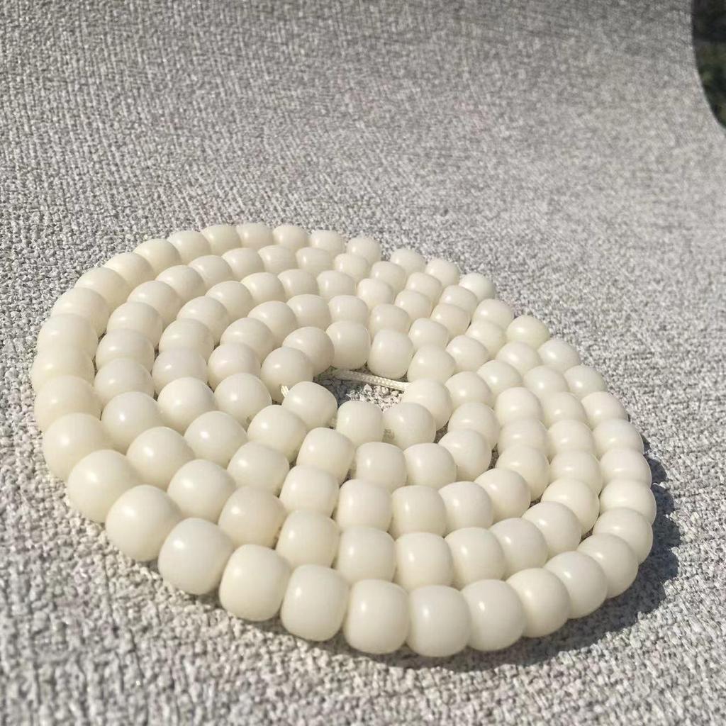 White Jade Bodhi Seed 108-Bead Prayer Bracelet - Natural Buddhist Hand String
