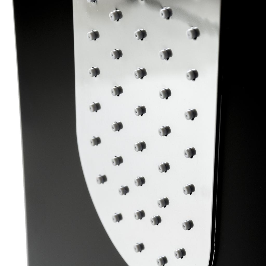 Shower panel faucet with hydromassage, rain shower, steel, matt black