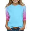 Printed Tops For Youth Girls 4-16 Years Round Neck 3/4 Sleeves T-Shirts Trendy Tops Outfit Tees