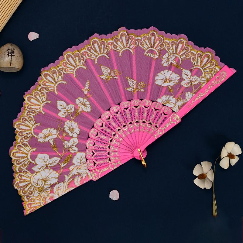 Printed Pattern Dance Party Show Folding Fans Performance Props Decoration Chinese Style Art Craft Gift