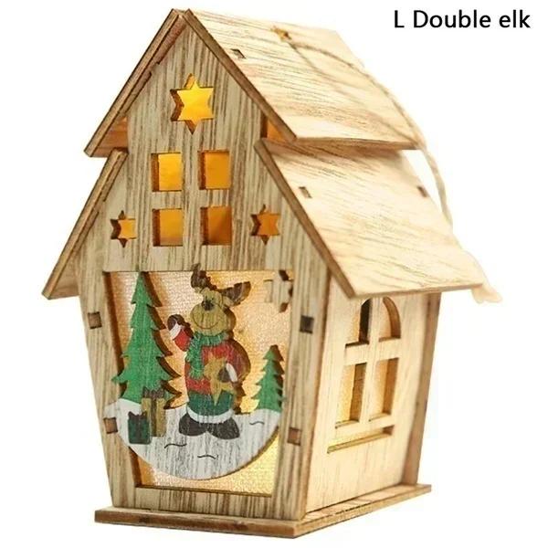 Рождественский стиль Деревянный домик Светодиодные огни Новый Креативный Сборный Маленький Домик Украшение Светящийся Цвет Кабина Аксессуары Украшение