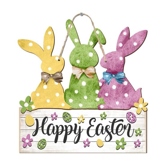 Счастливая Пасха, дверная вывеска, пасхальное яйцо, кролик, деревянная подвесная дверная вывеска, украшение, пасхальная цветочная весенняя настенная вешалка