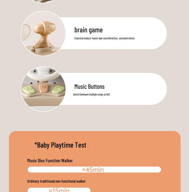 Детские ходунки-каталка «Два в одном» для мальчиков и девочек - Нескользящая, защита от опрокидывания