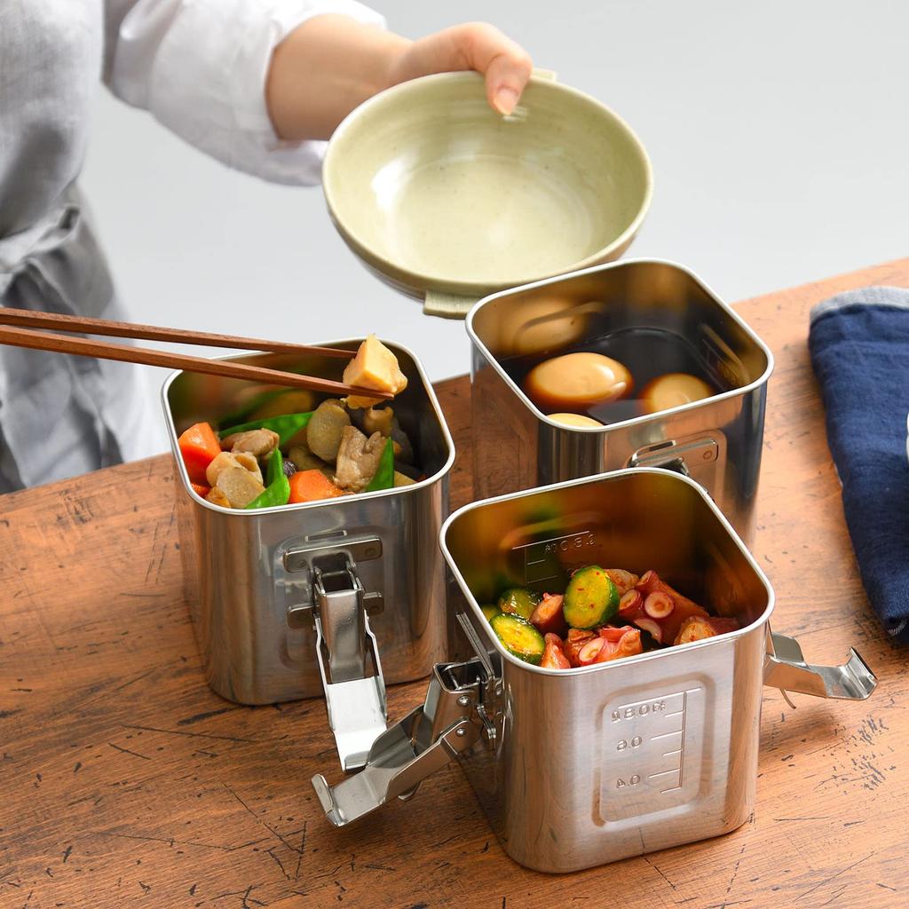 Oaks Made in Japan Stainless Steel Food Container Scratch and Dirt Resistant Storage Container AUT1407