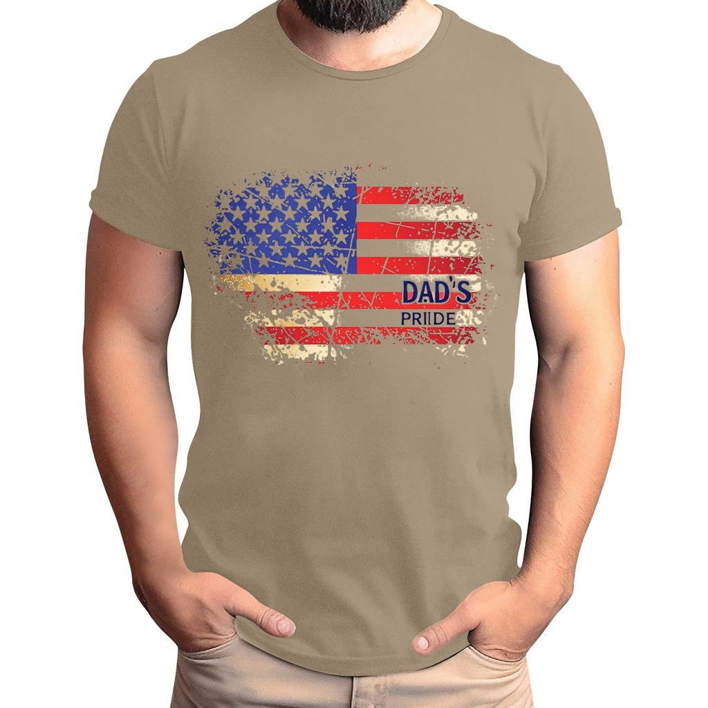 Мужская футболка с принтом флага ко Дню отца, мужской свободный повседневный топ с коротким рукавом