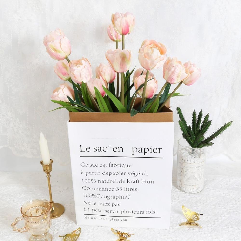 5 пучков настоящих тюльпанов Букет цветов 15 головок искусственных тюльпанов для свадебных композиций Центральные украшения для дома