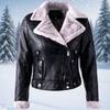 Ayollar uchun plyush lapelli sun'iy charm kurtka Leater kurtka Bahor Kuz Slim Fit Kardigan Palto Ustki kiyim Lady Qisqa Kurtka