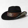 Vintage Wide Brim Sun Hat Turquoise Decor Cowgirl Hat Elegant Party Festival Hat  For Women Man