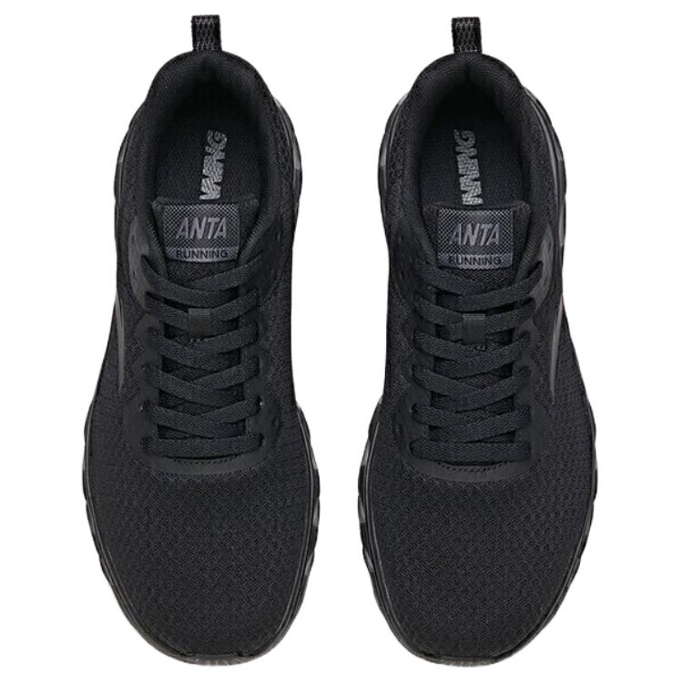 Anta Retro Trendy Versatile Simple Shock Absorbing Wear Resistant Low Top Running Shoes Men Sneakers Black 912445522-7