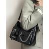 Black Versatile Commuter Shoulder Crossbody Bag Solid Color Spice Girl Chain Bag Niche Design Cool Handsome Locomotive Bag Multi-Pocket