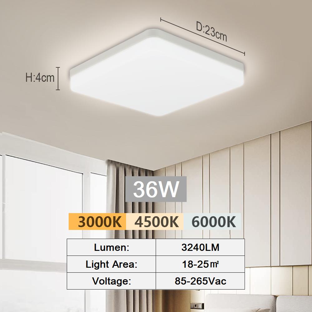 Ультратонкие светодиодные потолочные светильники 0,9 дюйма, круглые и квадратные, с регулируемой яркостью, CCT, панельные лампы, светильник для спальни, коридора, домашнего декора