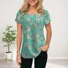 Женская летняя футболка с зеленым цветочным принтом и коротким рукавом, повседневные топы с принтом