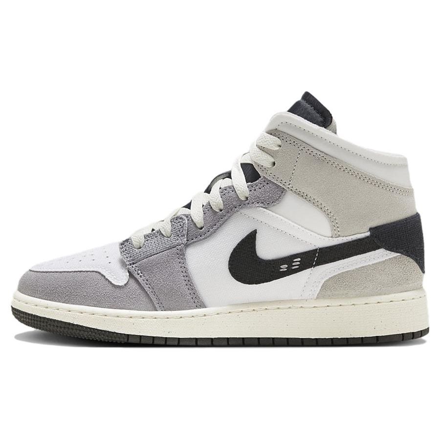 Air Jordan 1 Mid SE Craft GS Inside Out — Детские кроссовки Cement Grey Black White Tech-Grey FD9091-002