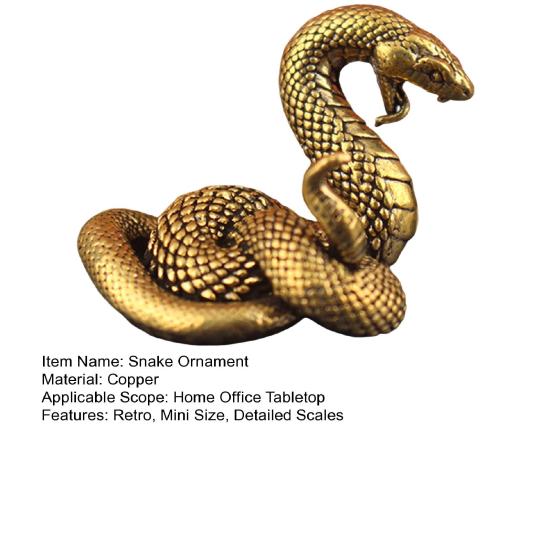 Латунная фигурка змеи, ретро-статуэтка змеи с детализированной чешуей, настольная мини-змея для домашнего офиса