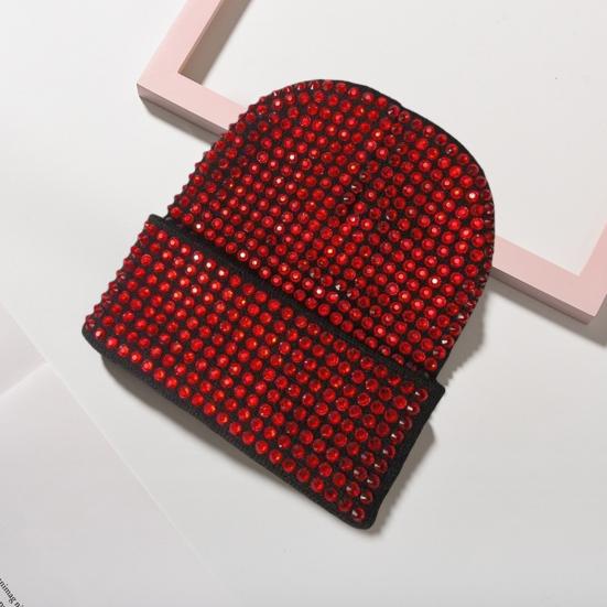 Унисекс зимняя шапка со складчатыми полями, однотонная эластичная шапка со стразами, сохраняющая тепло, для взрослых, для холодной погоды, для улицы и повседневной жизни