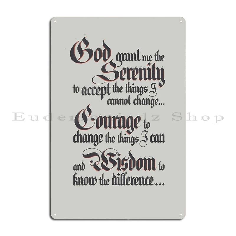 Serenity Prayer in Natural colours AA Script Serenity Courage Wisdom Floral BW Metal Party Customized Wall Decor Tin Sign Poster