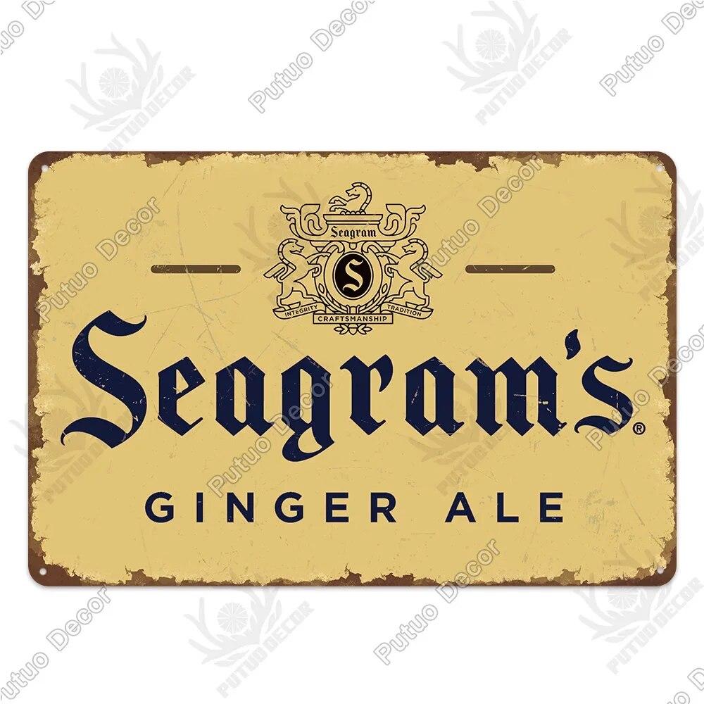 Putuo Decor Classic Gin Vintage Metal Sign Wine Tin Sign Decorative Plaque for Bar Pub Club Decoration Wall Decor Alcohol Sign