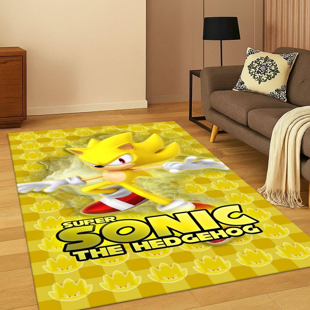 3D ковер-игровой коврик с мультяшным персонажем S-Sonic для спальни, гостиной, дивана, придверный коврик, декор для дома, коврик для детской игровой зоны, нескользящий, Рождественский подарок