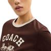 Coach Хлопковая футболка с круглым вырезом и короткими рукавами с принтом логотипа Женские топы CBO87-BRN