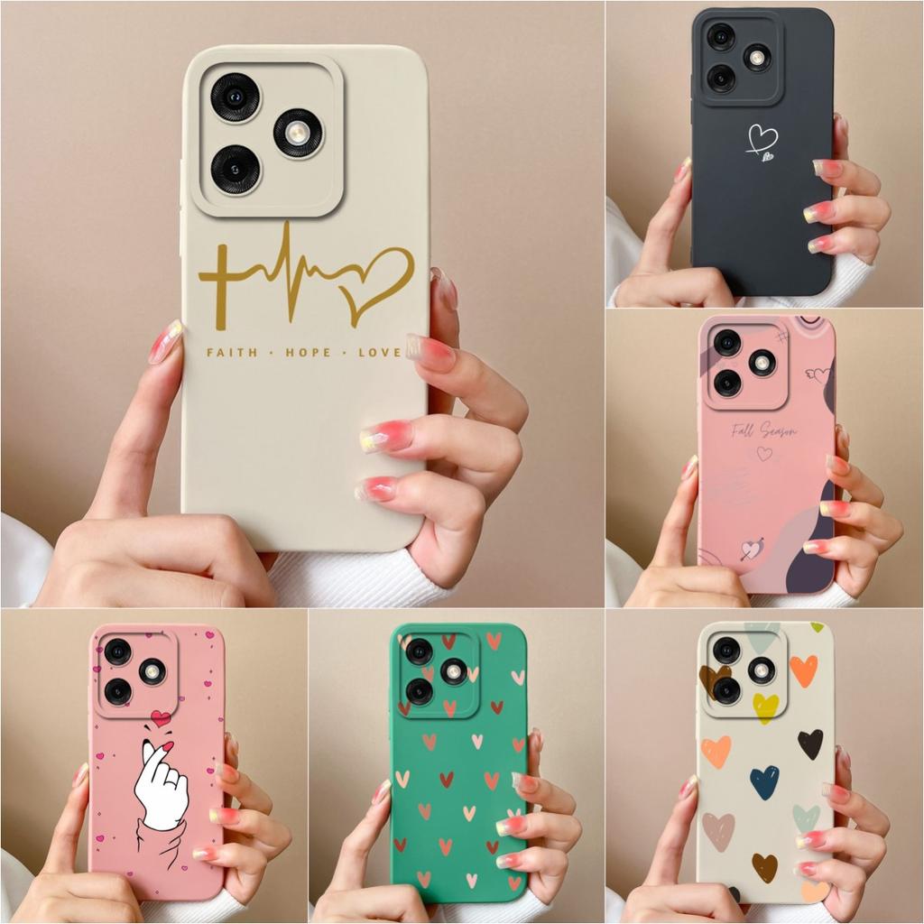 Для Itel P55 A50 Tecno Pova 6 Neo Infinix Note 40 Smart 8 Pro чехлы для телефонов жидкий силикон матовый роскошный Love Heart противоударные задние крышки корпус