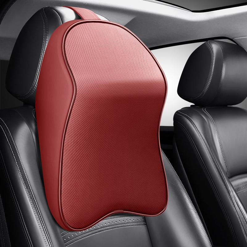 Подушка на подголовник автомобиля, кожаная подушка из пены с эффектом памяти, удобные подушки для шеи, подходят для большинства автомобилей, салон автомобиля
