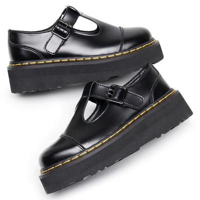 Не натирают ноги = легкие женские туфли Мэри Джейн на толстой подошве, из натуральной кожи, повседневные, офисные, студенческие, короткие ботинки Мартин