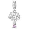 Silver Plated Lotus Heart Zircon Charm Beads for Qikaola 925 Bracelets DIY Jewelry Gifts Guardian Angel Design