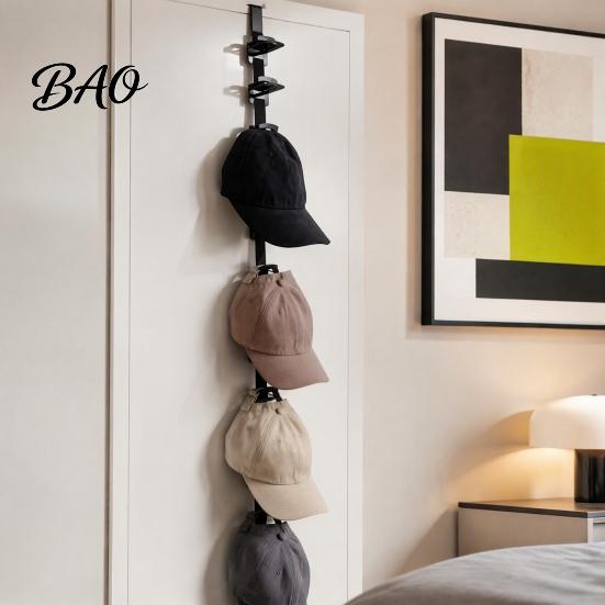 Hat Rack for Porch Over-the-Door Organizer Baseball Caps, Button & Strap 2-Way Hanging, Closet Door Hanger, Fits Adjustable Fitted Prevents Stacking,