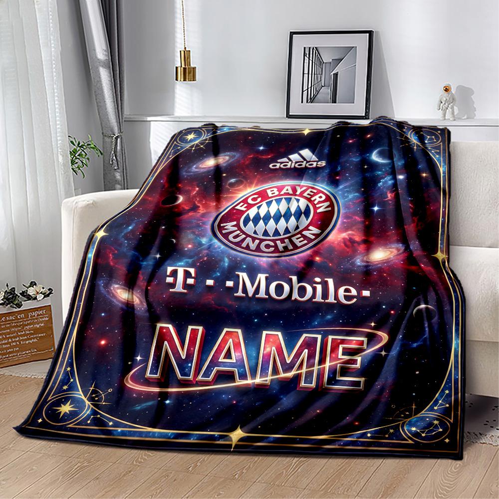 Galactic Bayern Crest Customize Text Blanket Gift Customizable Blanket Comfortable Suitable for Livingroom Living Room Seaside Office Chair