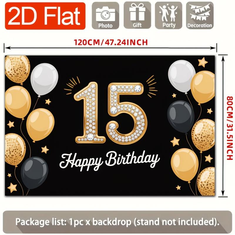 Birthday Party Backdrop Gold Black Polyester Banner Photo Booth Decoration 50
