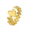 Heart‑Connect‑Heart Open Stainless‑Steel Ring, Cold‑Tone Versatile High‑End Women Ring