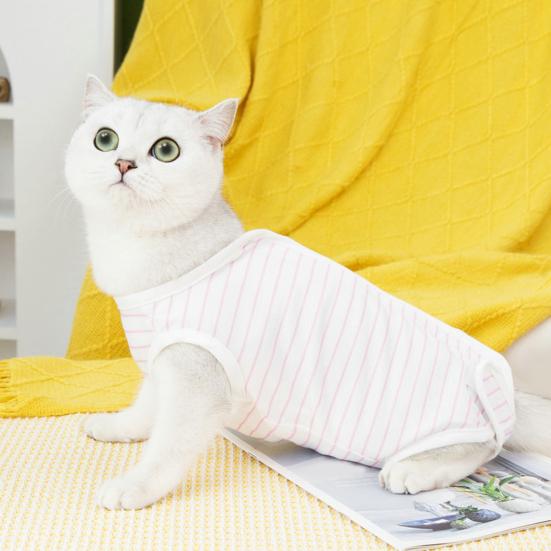 Костюм для домашних животных, мягкая удобная лента с застежками, дышащая, против царапин, не лизающая, полиэстер, в полоску, с принтом, хирургический для домашних животных