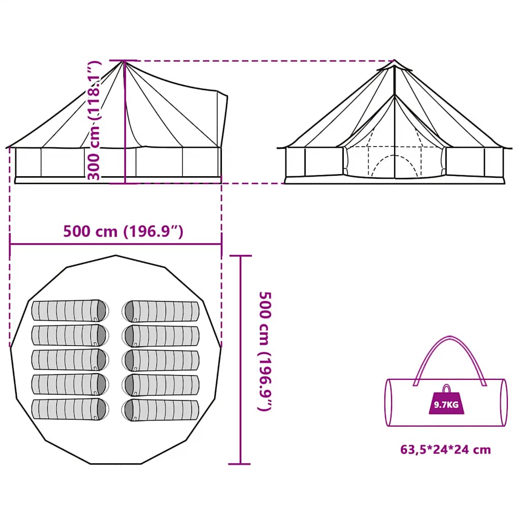 Tipi Family Tent for 10 Persons Grey and Orange Waterproof