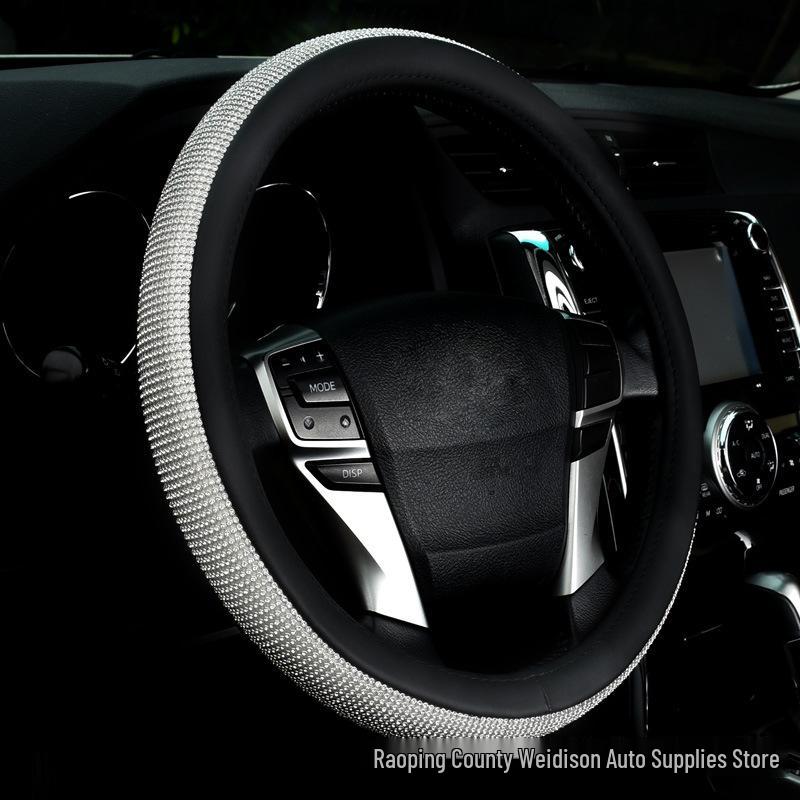 Universal Car Rhinestone Steering Wheel Cover - Four Seasons, Non-slip, Cute Full Diamond Crystal Design