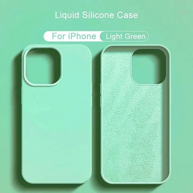 Жидкий силиконовый чехол для iPhone 11, 13, 12, 14, 15 Pro Max, чехлы для телефонов iPhone 14, 15 Plus, противоударная мягкая задняя крышка, аксессуары
